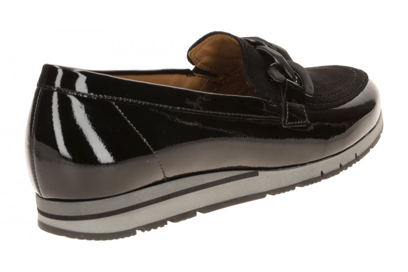 Gabor Schuhe Slipper schwarz Lack Velour Mokassin 4004.01