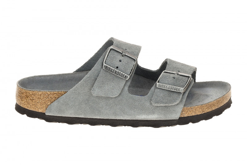 Birkenstock Arizona BS Pantolette grau blau SCHMAL Weichbettung 1030912