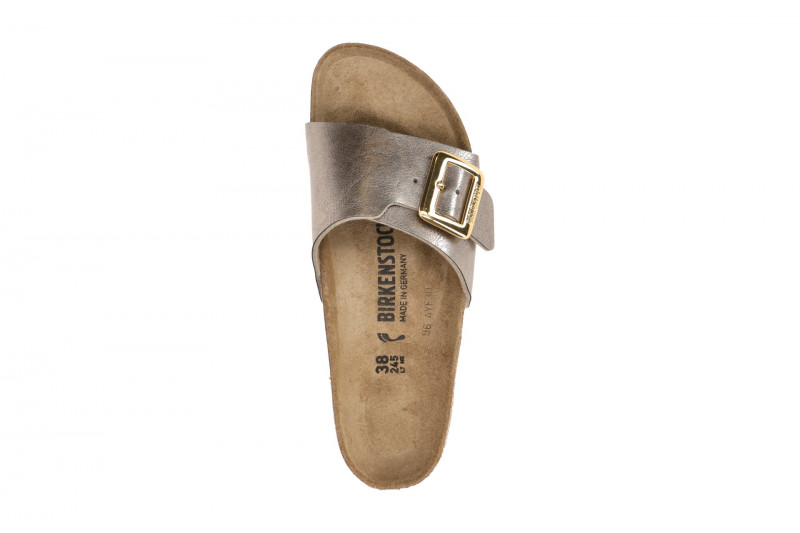 Birkenstock Catalina Cushion Buckle Pantolette grau metallic SCHMAL 1029416