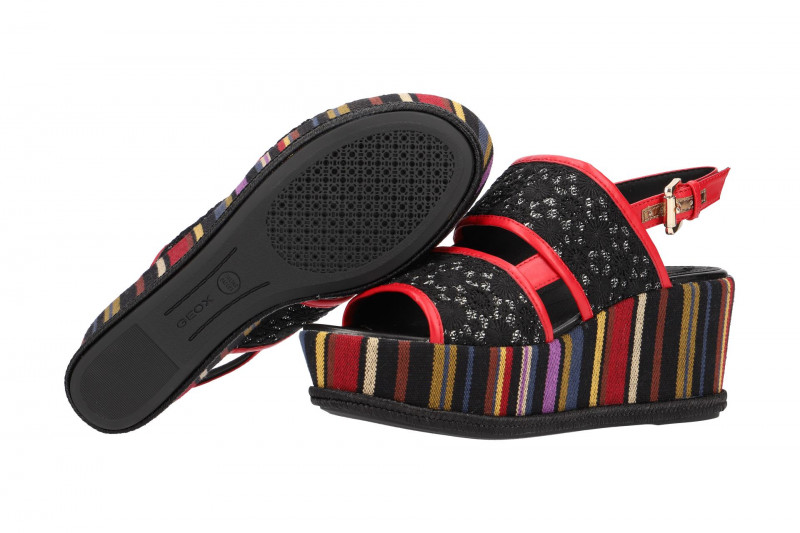 Geox Sakely Plateau Sandale schwarz rot