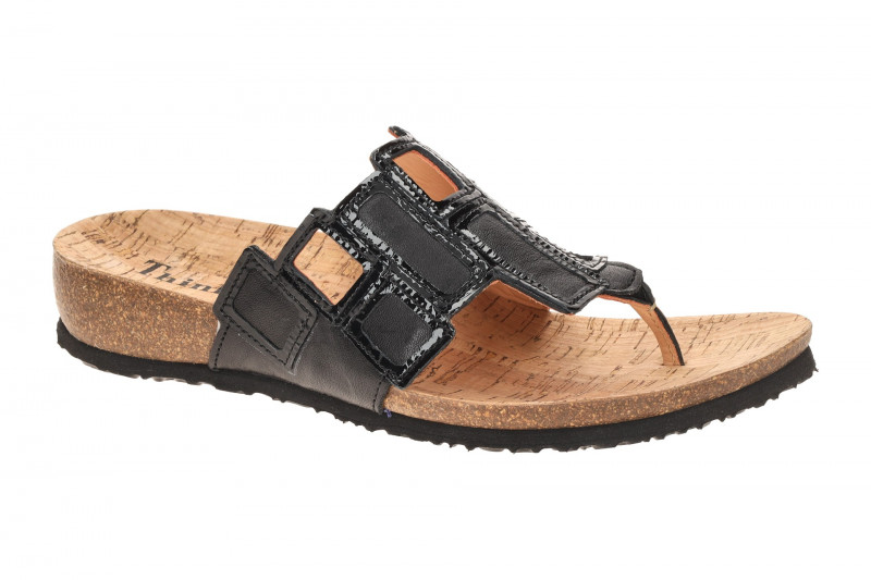 Think Julia Pantolette Zehentrenner schwarz Lack Viereck 1136
