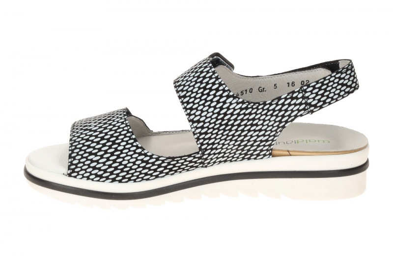 Waldläufer Hakura Sandale schwarz weiß Muster H-Weite 351013