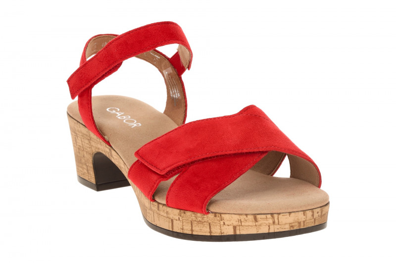 Gabor Plateau Sandalette rot Velour 82.072.38
