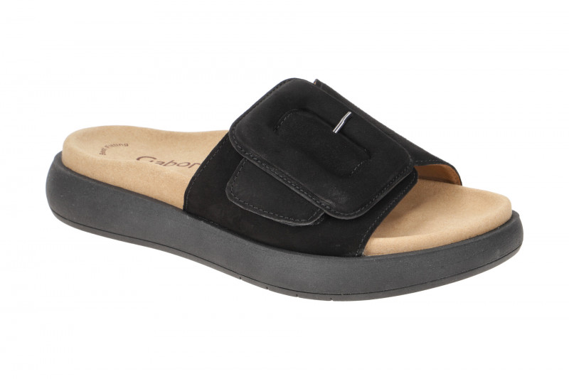 Gabor Plateau Pantolette schwarz Velour 83.751.17