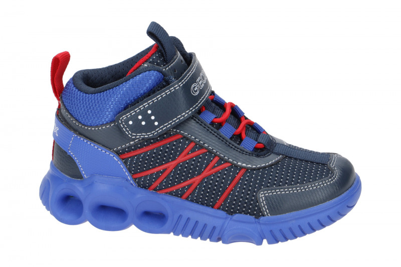 Geox Wroom Kinder Schuhe blau rot Blinker J26GAA