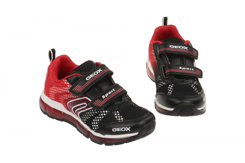 Geox Android Schuhe schwarz rot Blinker J6244C