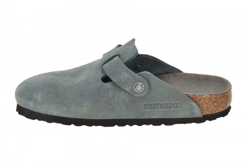 Birkenstock Boston Pantolette grau NORMAL-WEIT Weichbettung 1030870