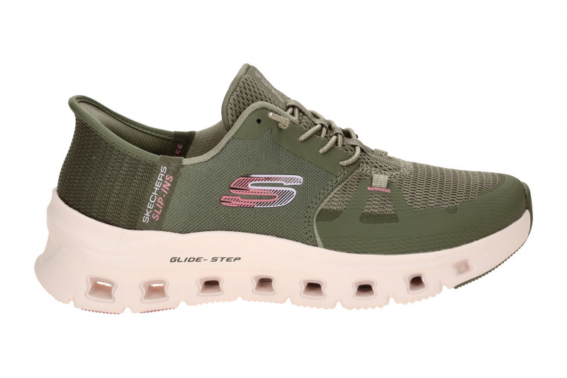 Skechers Glide Step Schuhe grün olive Damen SLIP-INS 150420