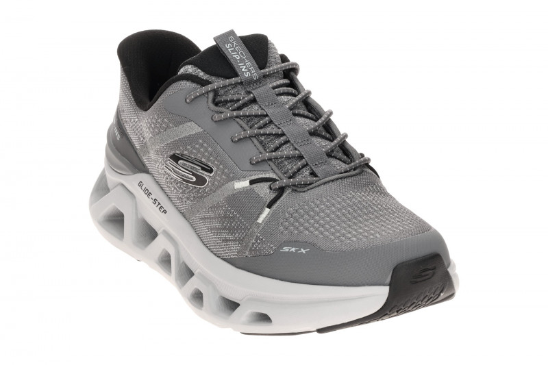 Skechers Glide Step Schuhe grau silber Herren Slip-Ins 233023