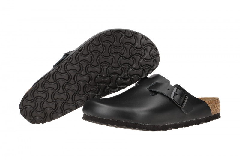Birkenstock Boston Pantolette schwarz Glattleder Normal-Weit 60191