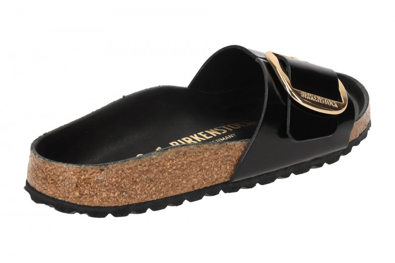 Birkenstock Madrid Big Buckle Pantolette schwarz Lack SCHMAL 1022650
