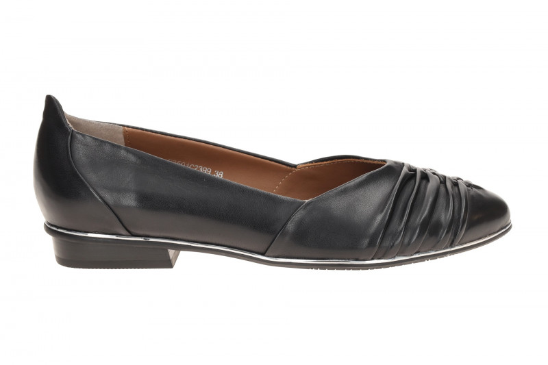 Everybody Bijou Ballerina Schuhe schwarz gerafft silber Rahmen