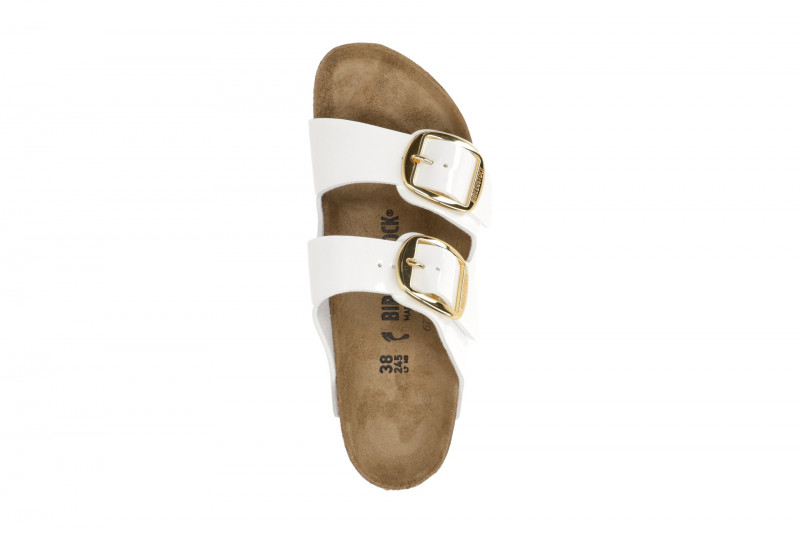 Birkenstock Arizona Big Buckle Pantolette weiß Lack Schmal 1019818