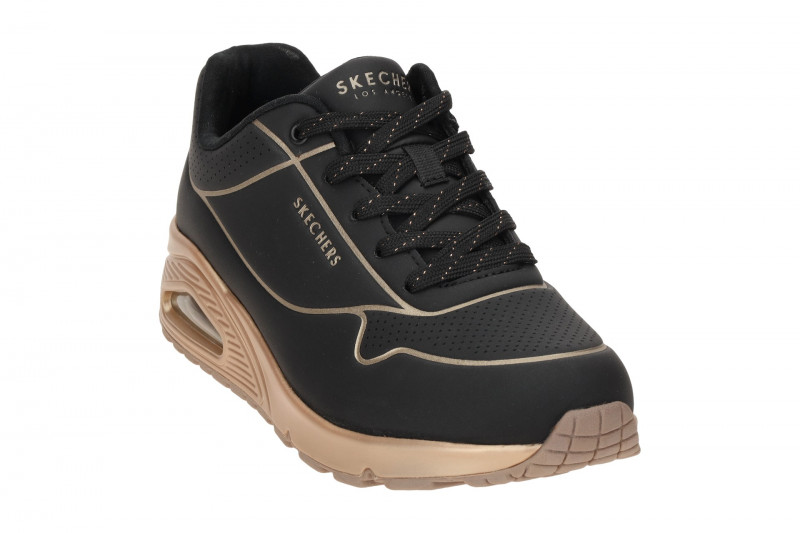 Skechers Uno Schuhe schwarz gold Linien 177087