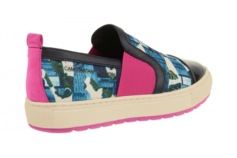 Geox Breeda Designer Schuhe Slipper blau print