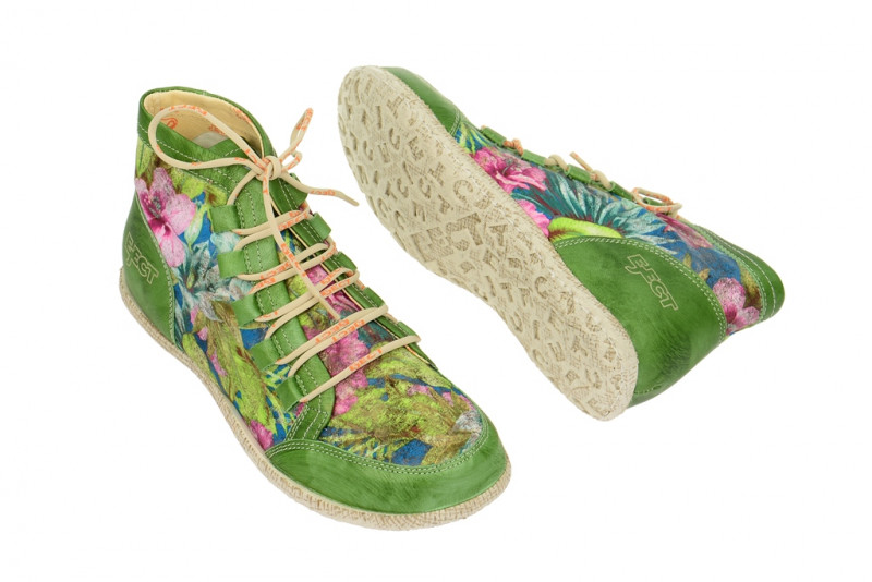 Eject Road Sneaker in mattgrün + flower multi print