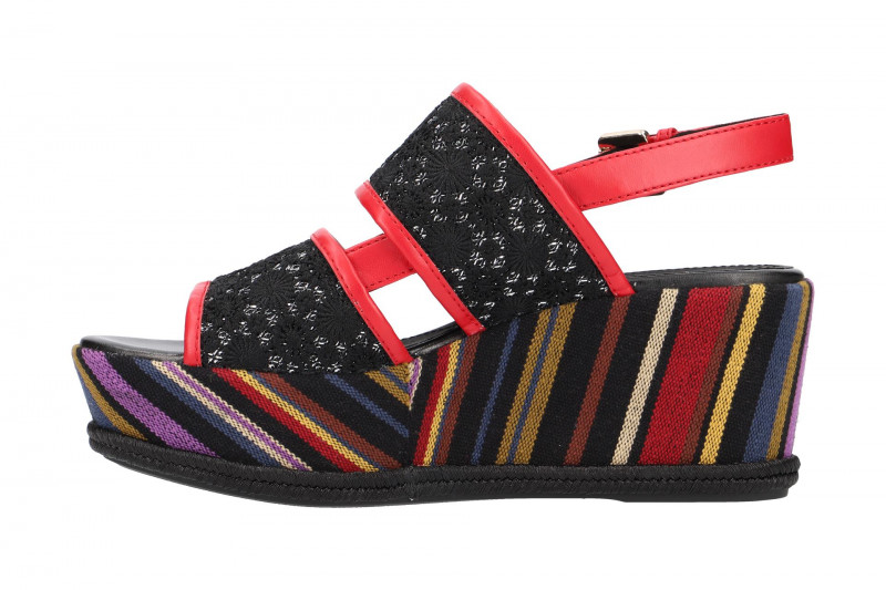 Geox Sakely Plateau Sandale schwarz rot