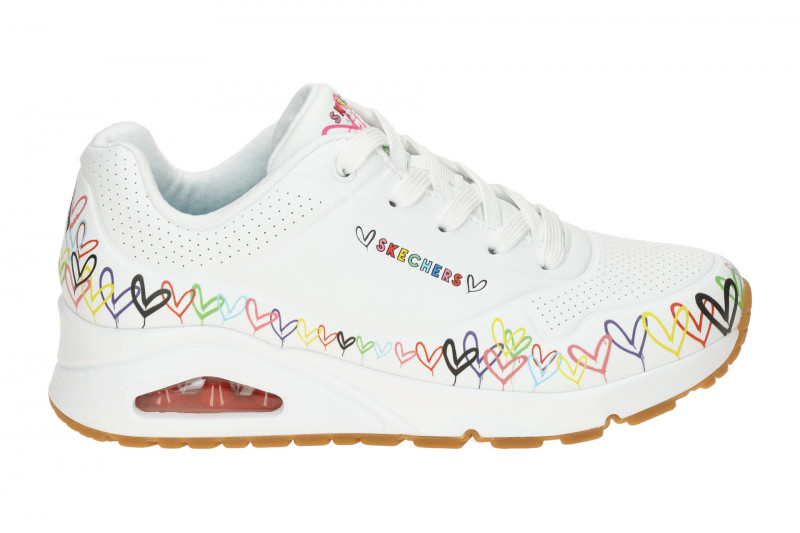 Skechers Uno Schuhe weiß mit bunten Herzen 177917