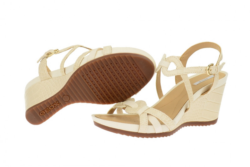 Geox Rorie Keil Sandale milk beige D42P3A