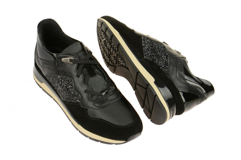 Geox Respira Shahira B Damen Sneakers in schwarz glitter
