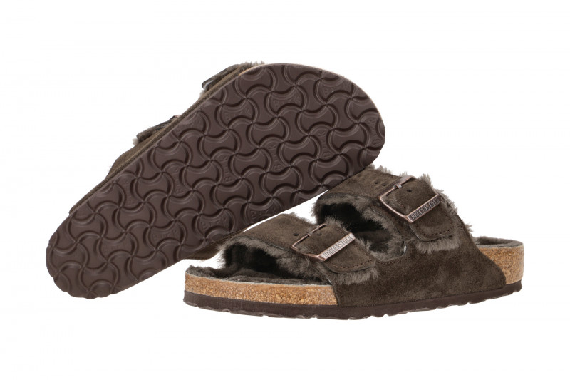 Birkenstock Arizona Shearling Pantolette dunkelbraun Lammfell 1020566