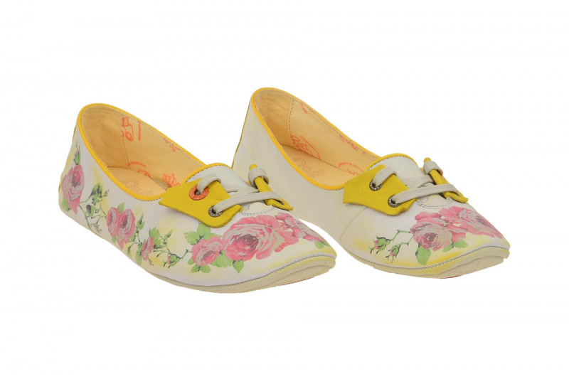 Eject Aura Schuhe weiß gelb Blumen Print