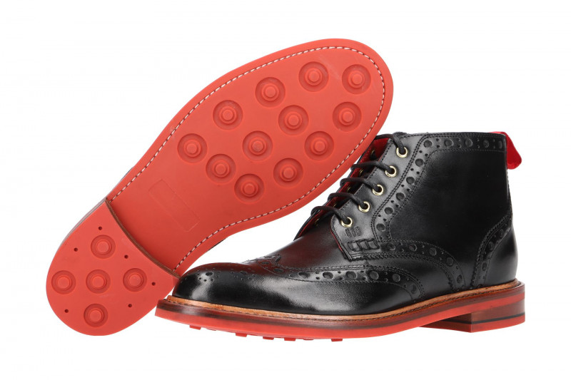 Gordon & Bros Harry Stiefelette schwarz rot Rahmengenäht 5039-P