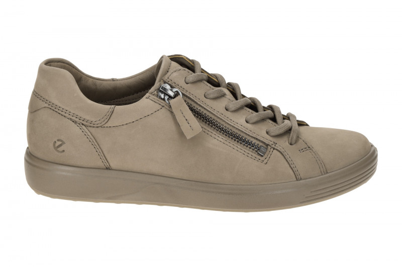 Ecco Soft 7 Schuhe taupe braun Zip Nubuck 490553
