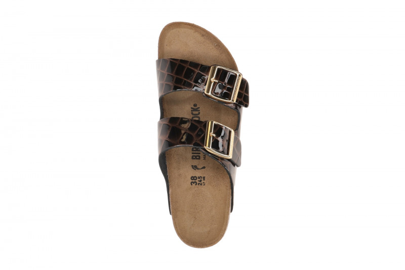 Birkenstock Arizona BS Pantolette schwarz braun Kroko SCHMAL 1032864