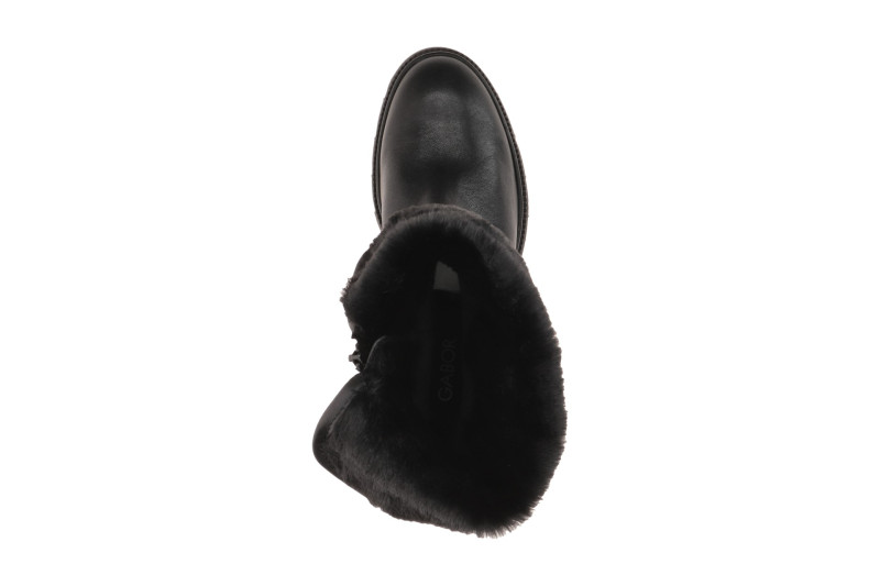 Gabor Stiefel schwarz Fellkragen gekrempelt 8021.04.001