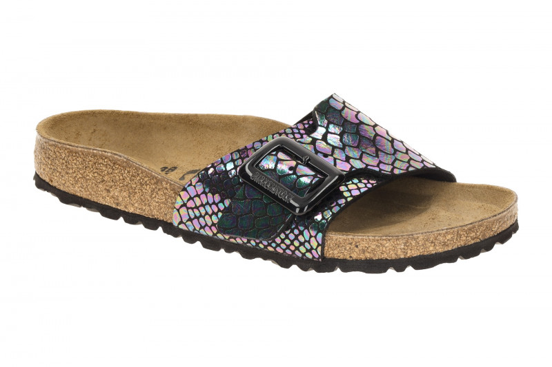 Birkenstock Catalina Cushion Buckle Pantolette schwarz bunt SCHMAL 1030889