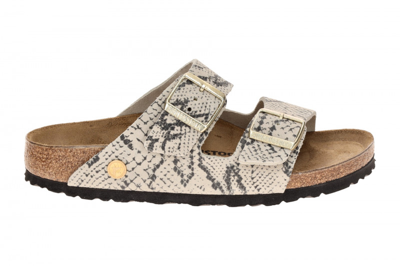 Birkenstock Arizona Rivet LOGO Pantolette grau Snake SCHMAL 1033065