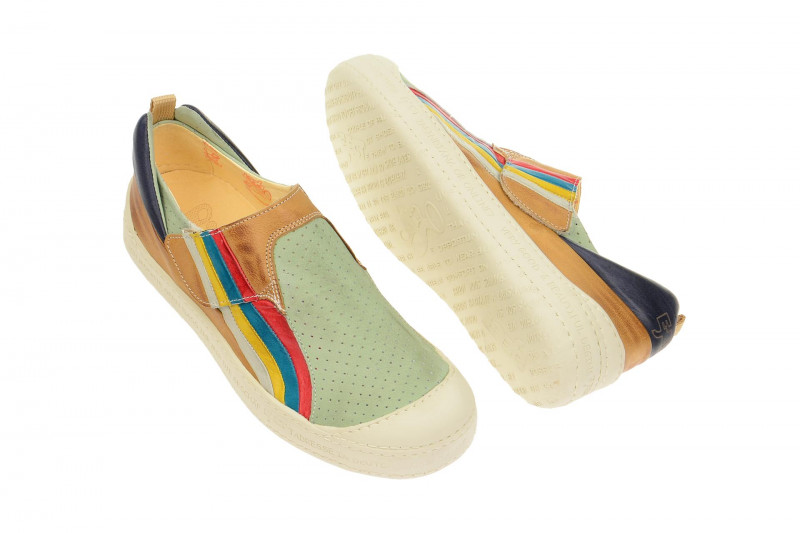 Eject Dass Herren Slipper grün braun bunte Streifen 16903