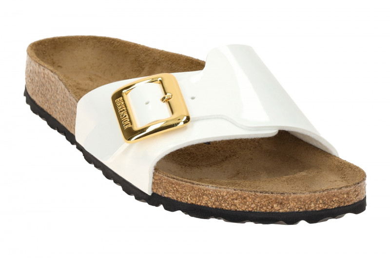 Birkenstock Catalina Cushion Buckle Pantolette weiß Lack SCHMAL 1029437