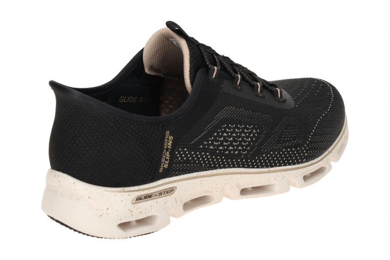 Skechers Glide Step Schuhe Sneakers schwarz beige SLIP-INS 104610