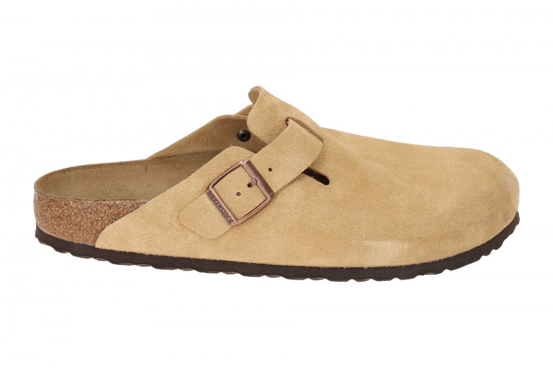 Birkenstock Boston Pantolette beige braun Schmal 1026164