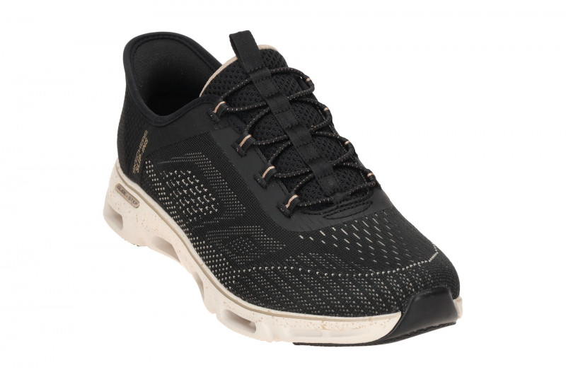 Skechers Glide Step Schuhe Sneakers schwarz beige SLIP-INS 104610