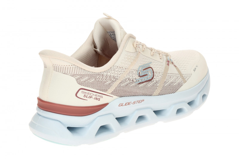 Skechers Glide Step Schuhe beige hellblau Slip-Ins 150513