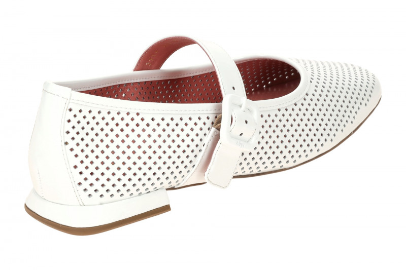 Högl Dolly Mary Jane Ballerina weiß Lack gelocht 0964