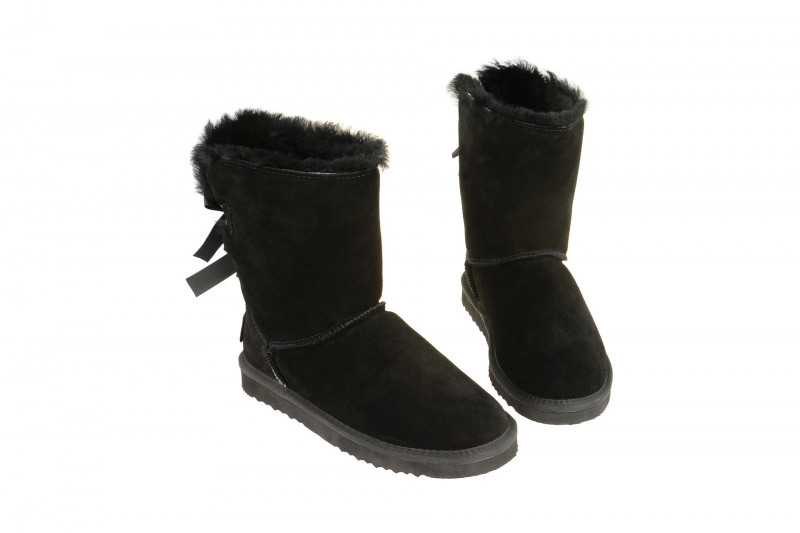 Oog Stiefel schwarz Lammfell Boots OB0604