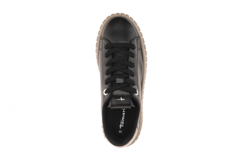 Tamaris Schuhe Plateau Sneaker schwarz gold 23702