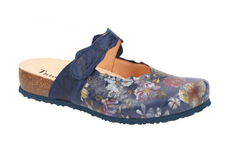 Think Julia Pantolette blau Blumen Clogs