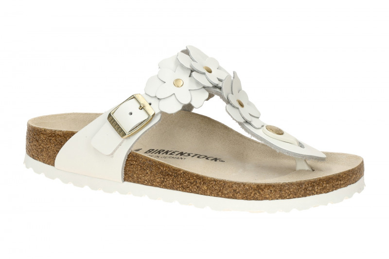 Birkenstock Gizeh Pantolette weiß Blumen SCHMAL 1026735