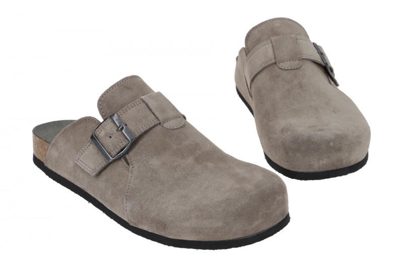 Think Wolfi Pantolette grau Velour Herren Clogs