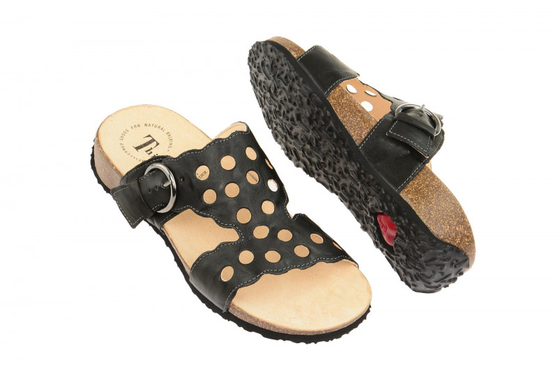 Think Mizzi Pantolette schwarz gelocht