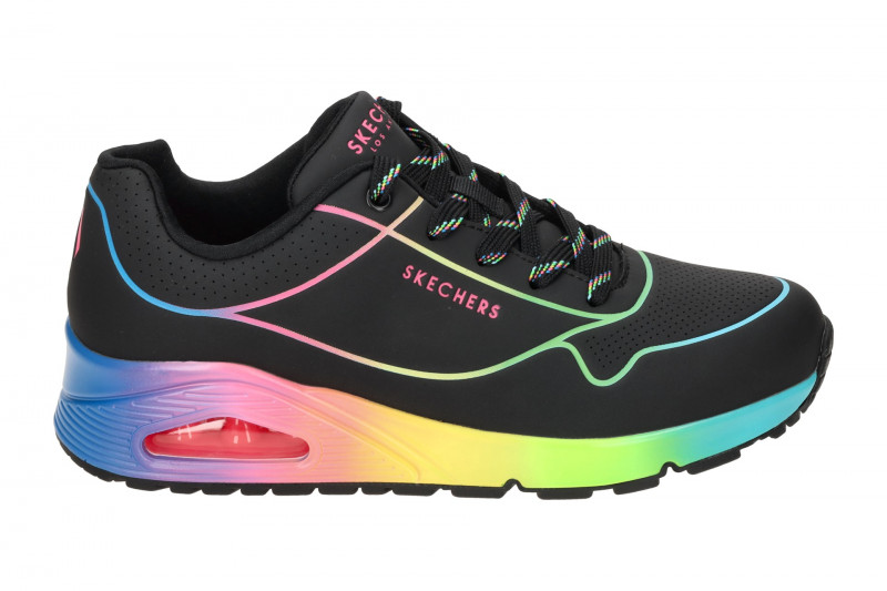 Skechers Uno Schuhe schwarz bunt Linien 155148