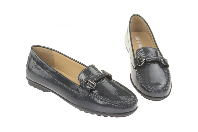 Geox Respira Elidia B Damen Slippers in dunkelblau Lackleder