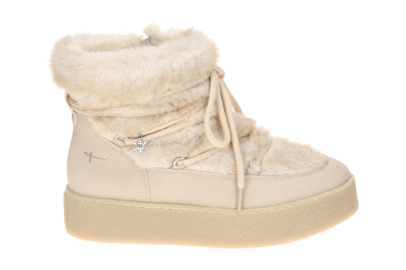 Tamaris Winter Stiefelette Plateau creme weiß Fell-Boots 26802