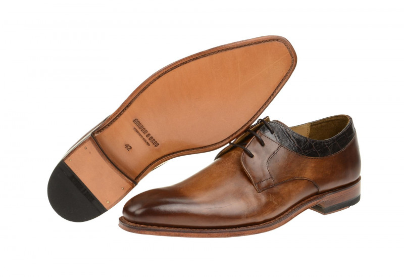 Gordon & Bros Schuhe Milan braun croco Rahmengenäht 5103