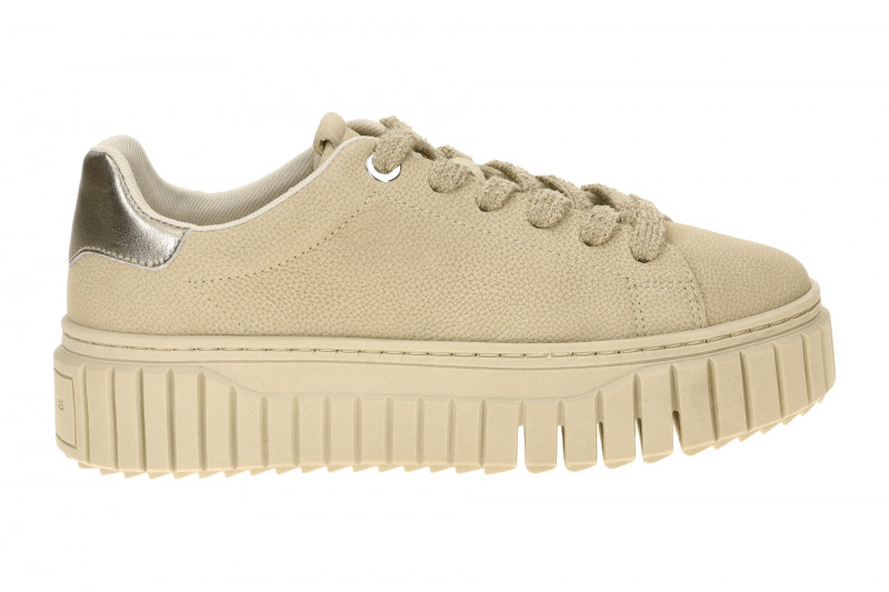 Tamaris Schuhe Plateau Sneaker beige silber 23702